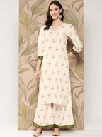 Ahalyaa Women Floral Printed Regular Gotta Patti Kurta with Palazzos | Grocsy