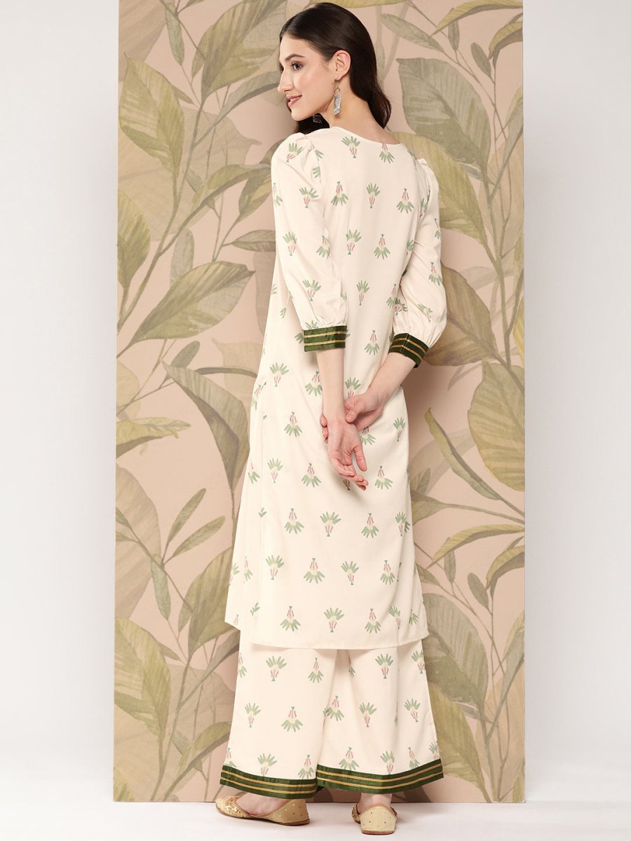 Ahalyaa Women Floral Printed Regular Gotta Patti Kurta with Palazzos | Grocsy