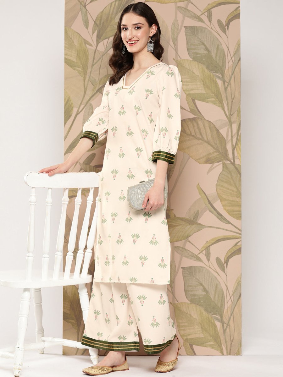 Ahalyaa Women Floral Printed Regular Gotta Patti Kurta with Palazzos | Grocsy