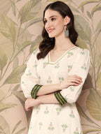 Ahalyaa Women Floral Printed Regular Gotta Patti Kurta with Palazzos | Grocsy