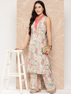Ahalyaa Floral Printed Regular Gotta Patti Kurta with Palazzos | Grocsy