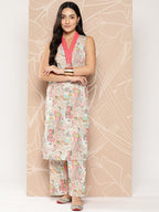 Ahalyaa Floral Printed Regular Gotta Patti Kurta with Palazzos | Grocsy