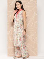 Ahalyaa Floral Printed Regular Gotta Patti Kurta with Palazzos | Grocsy