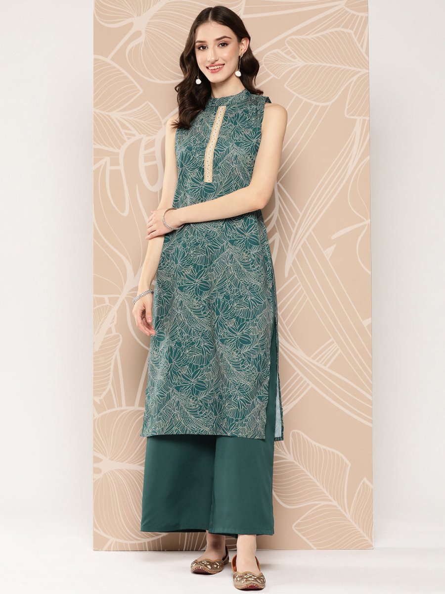 Ahalyaa Floral Printed Regular Kurta with Palazzos | Grocsy