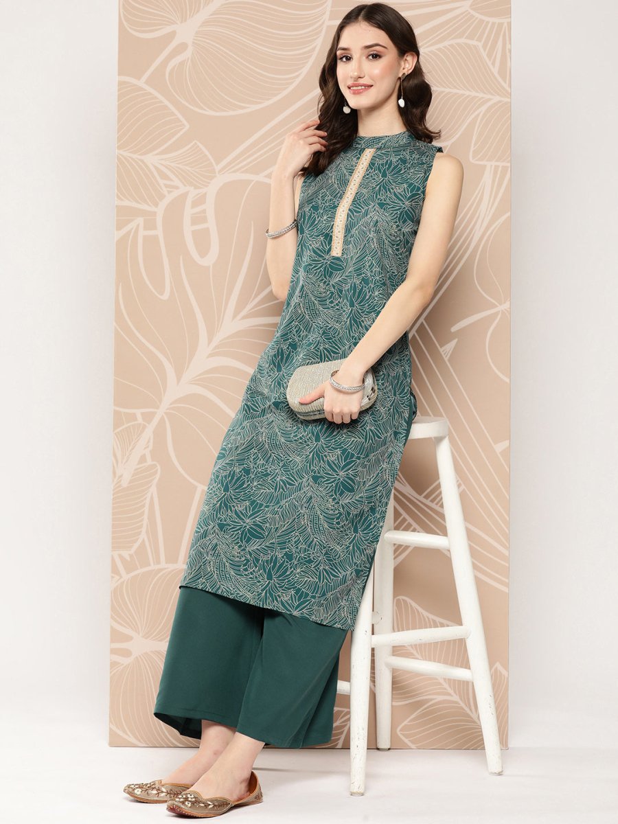 Ahalyaa Floral Printed Regular Kurta with Palazzos | Grocsy