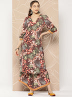 Ahalyaa Women Printed Kurta with Palazzos | Grocsy