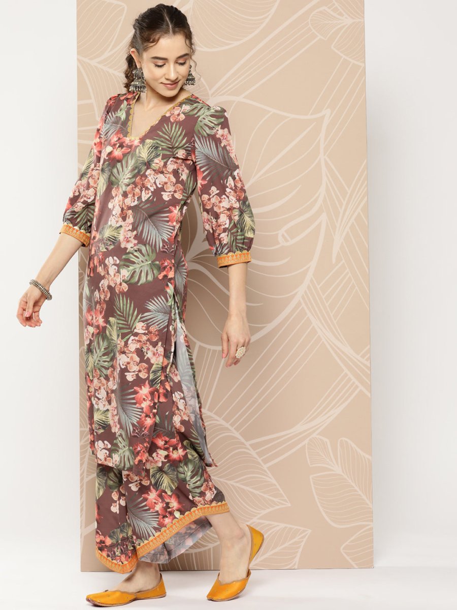 Ahalyaa Women Printed Kurta with Palazzos | Grocsy