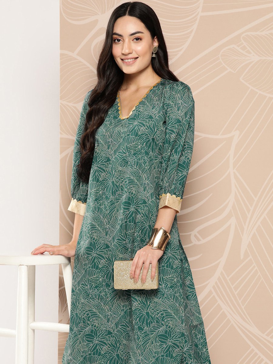 Ahalyaa Floral Printed Regular Gotta Patti Kurta with Palazzos | Grocsy