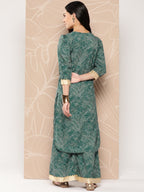 Ahalyaa Floral Printed Regular Gotta Patti Kurta with Palazzos | Grocsy