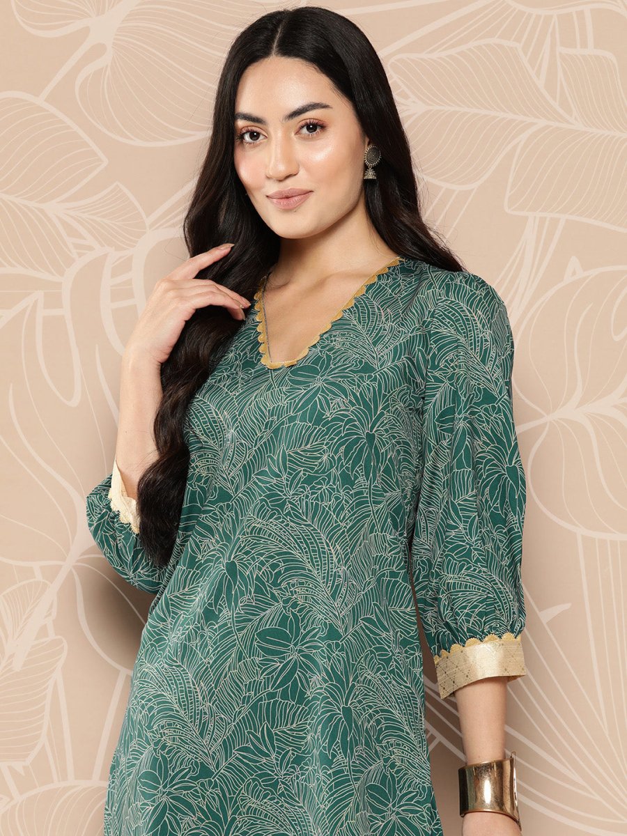 Ahalyaa Floral Printed Regular Gotta Patti Kurta with Palazzos | Grocsy