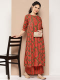 Ahalyaa Women Floral Printed Panelled Sequinned Kurta with Palazzos | Grocsy