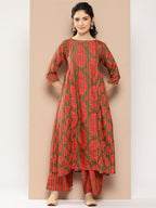 Ahalyaa Women Floral Printed Panelled Sequinned Kurta with Palazzos | Grocsy