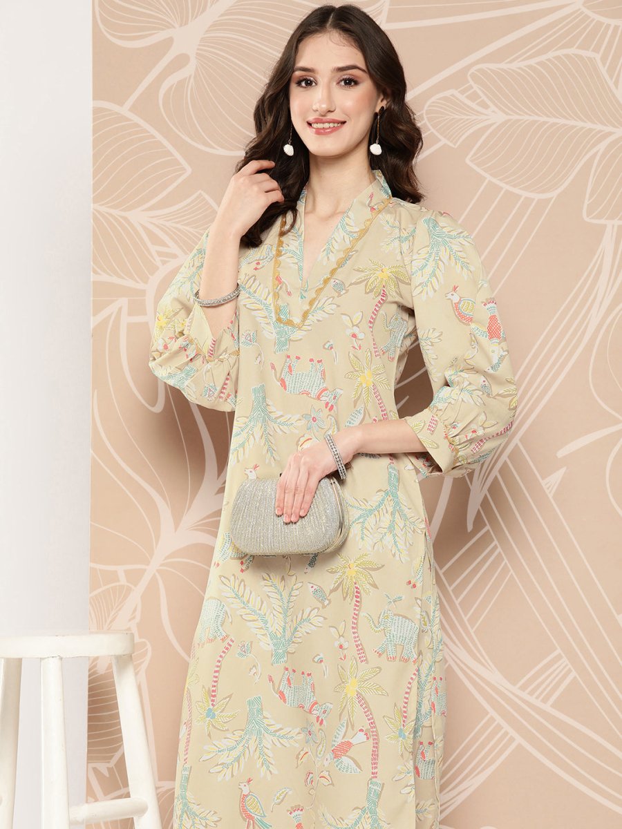 Ahalyaa Floral Printed Regular Kurta with Palazzos | Grocsy