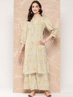 Ahalyaa Floral Printed Regular Kurta with Palazzos | Grocsy