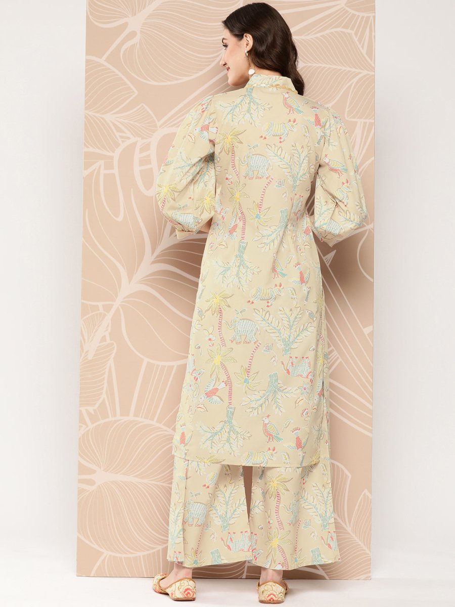 Ahalyaa Floral Printed Regular Kurta with Palazzos | Grocsy