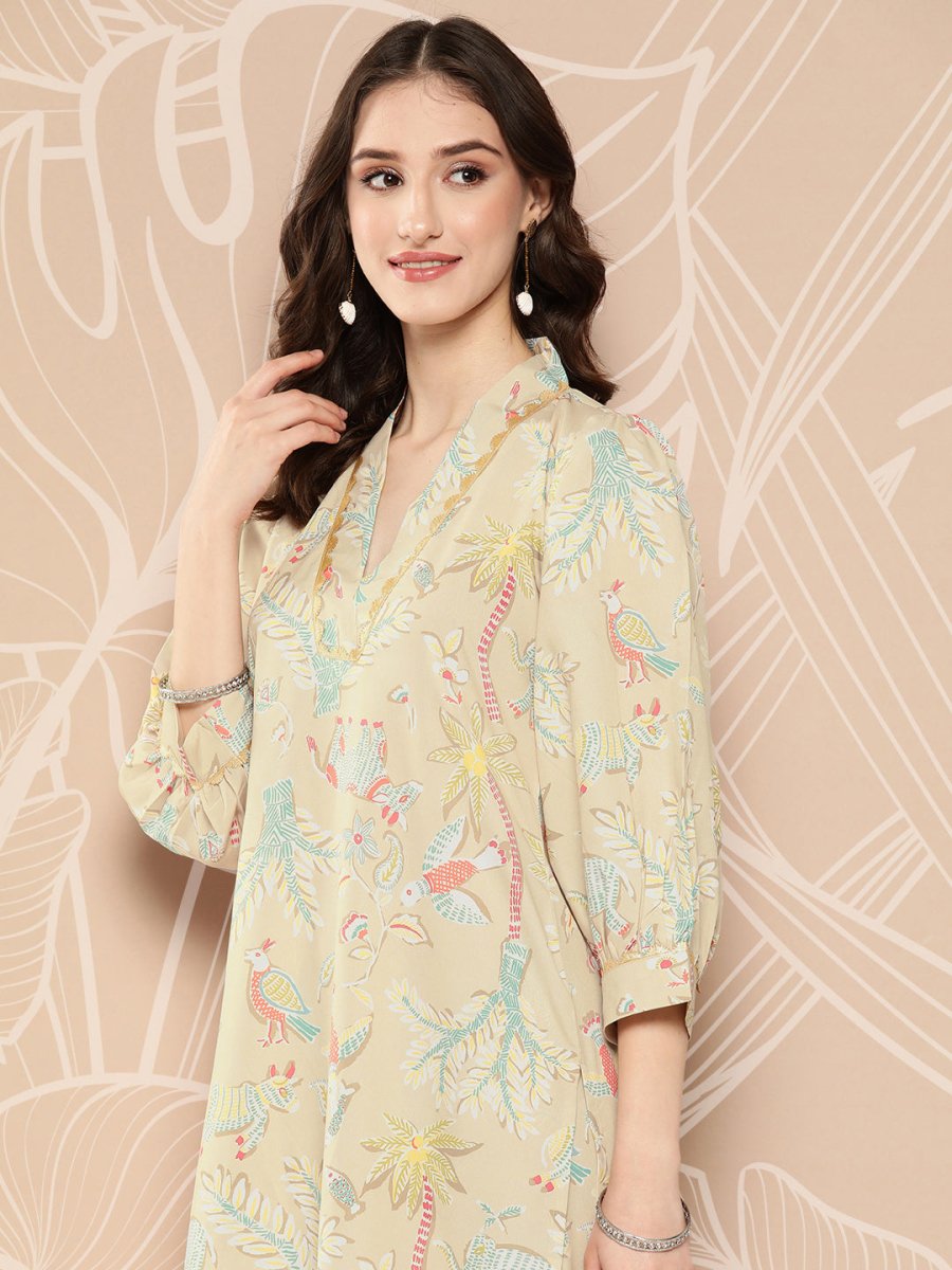 Ahalyaa Floral Printed Regular Kurta with Palazzos | Grocsy