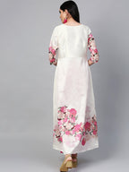 Ahalyaa Off-White & Pink Printed Kurta with Palazzo | Grocsy