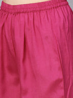 Ahalyaa Off-White & Pink Printed Kurta with Palazzo | Grocsy