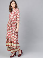 Ahalyaa Multi-color Round Neck Asymmetrical Floral Kurta with Palazzo | Grocsy