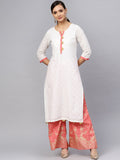 Ahalyaa White and Gold Printed Straight Kurta Set | Grocsy
