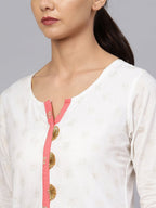 Ahalyaa White and Gold Printed Straight Kurta Set | Grocsy