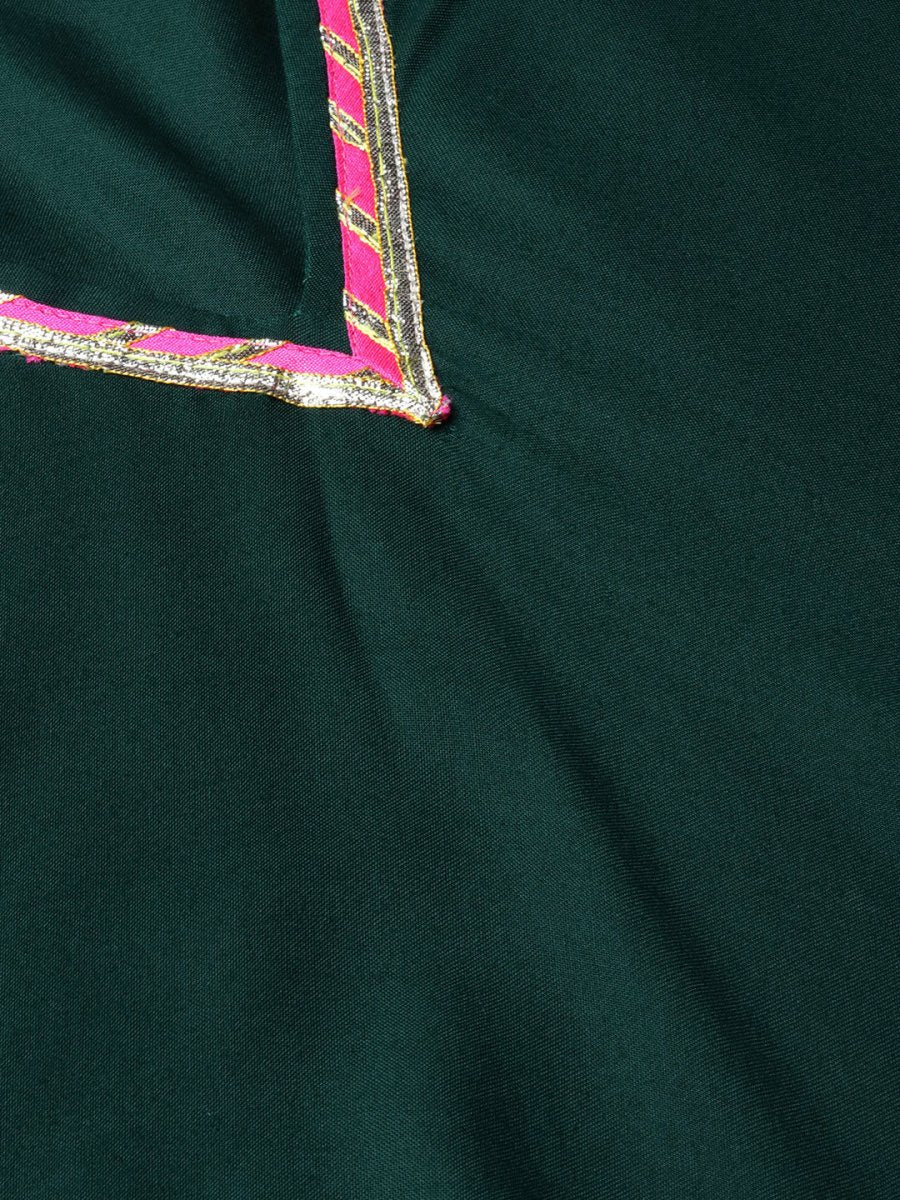 Ahalyaa Dark Green Solid Kimono Rayon Kurta Set For Women | Grocsy