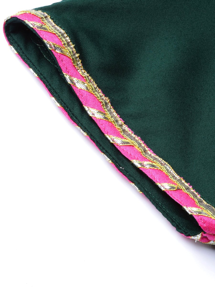 Ahalyaa Dark Green Solid Kimono Rayon Kurta Set For Women | Grocsy