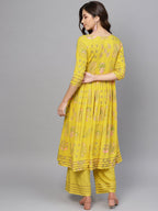 Ahalyaa Yellow Frock Suit with Plazzo | Grocsy