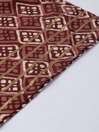 Ahalyaa Women Maroon & Off-White Printed A-Line Kurta with Palazzos | Grocsy