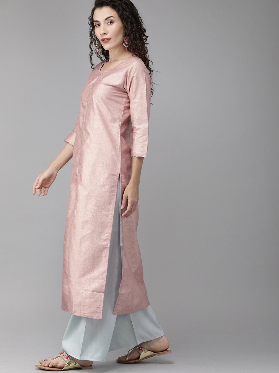 Ahalyaa Women Pink & Blue Printed Beautiful Kurta with Palazzo | Grocsy
