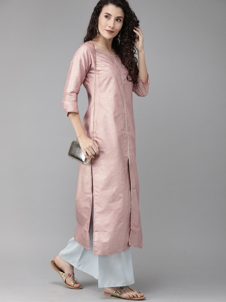 Ahalyaa Women Pink & Blue Printed Beautiful Kurta with Palazzo | Grocsy
