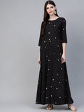 Ahalyaa Black & Pink High Slit Bandhani Khari Printed Anarkali Kurta with Palazzos | Grocsy