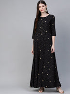 Ahalyaa Black & Pink High Slit Bandhani Khari Printed Anarkali Kurta with Palazzos | Grocsy