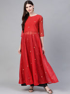 Ahalyaa Bandhani Print Anarkali Kurta with Palazzo | Grocsy