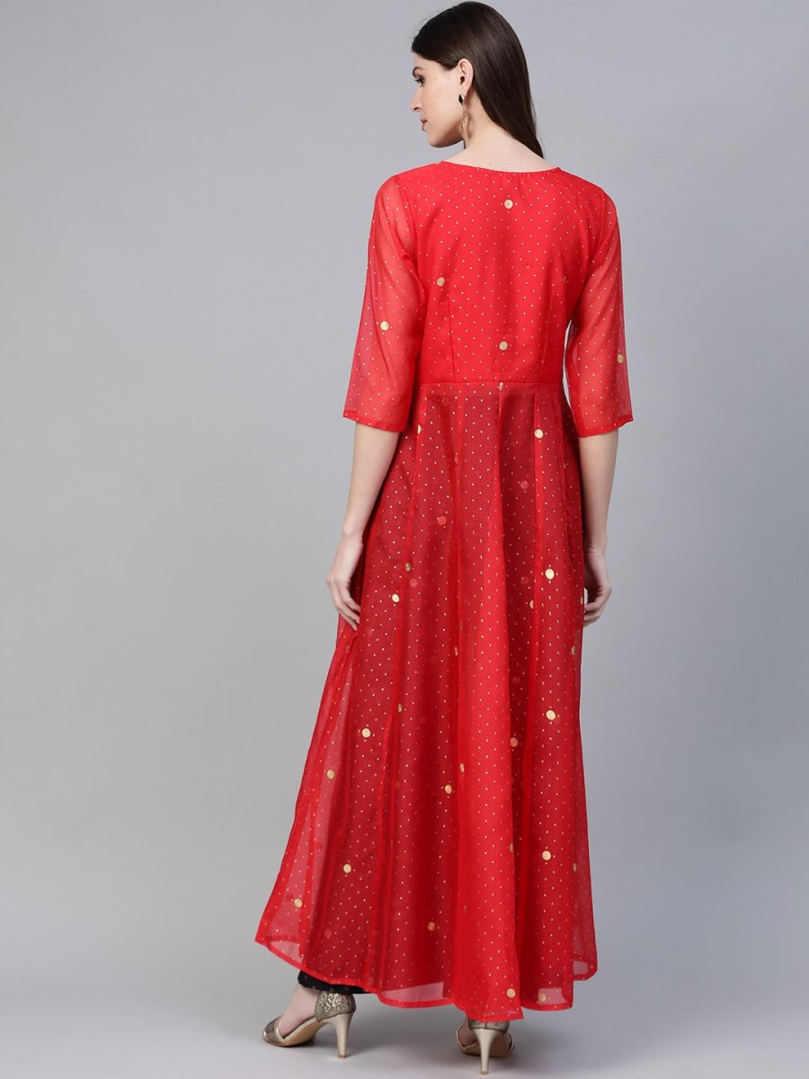 Ahalyaa Bandhani Print Anarkali Kurta with Palazzo | Grocsy