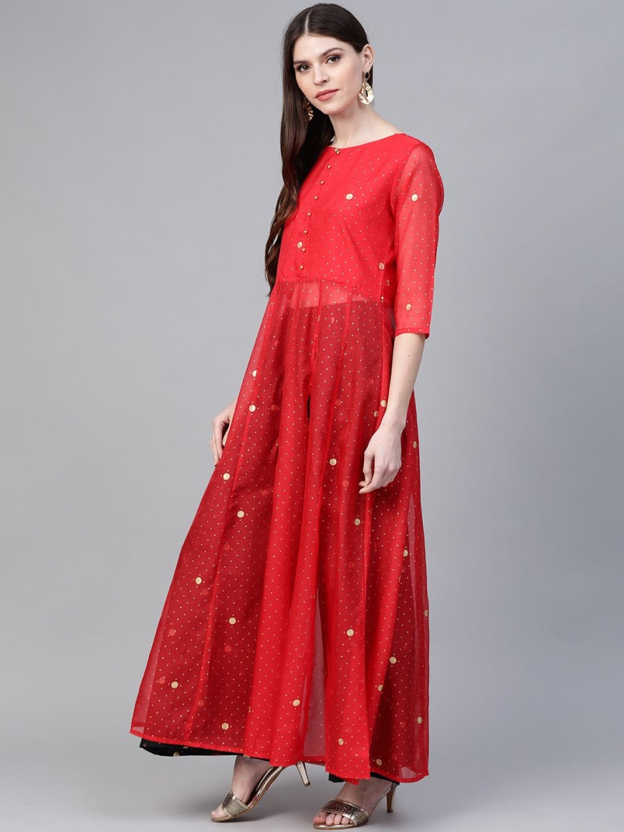 Ahalyaa Bandhani Print Anarkali Kurta with Palazzo | Grocsy