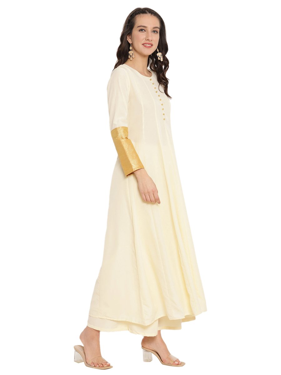 Ahalyaa Solid Anarkali Kurta With Dupatta Set | Grocsy