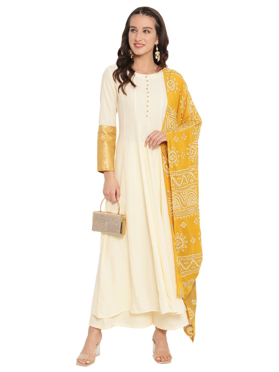Ahalyaa Solid Anarkali Kurta With Dupatta Set | Grocsy