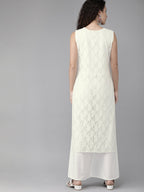 Ahalyaa White Embellished Kurta With Palazzo Set | Grocsy