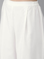Ahalyaa White Embellished Kurta With Palazzo Set | Grocsy