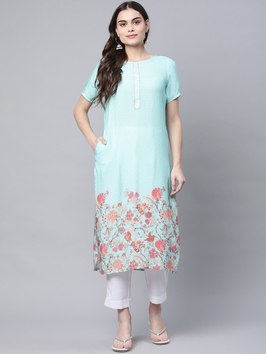 Ahalyaa Women Floral Printed Gotta Patti Kurta | Grocsy