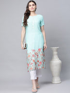 Ahalyaa Women Floral Printed Gotta Patti Kurta | Grocsy