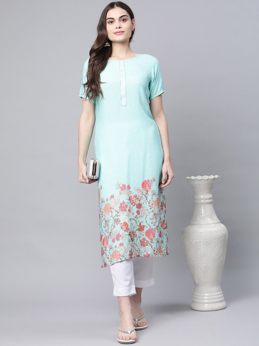 Ahalyaa Women Floral Printed Gotta Patti Kurta | Grocsy