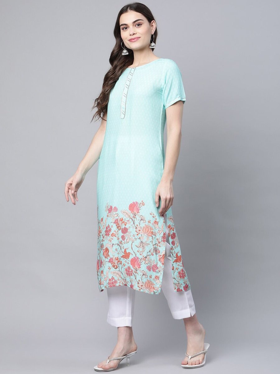 Ahalyaa Women Floral Printed Gotta Patti Kurta | Grocsy