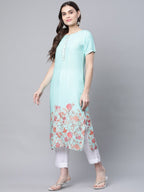 Ahalyaa Women Floral Printed Gotta Patti Kurta | Grocsy