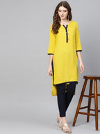 Ahalyaa Yellow Solid Straight Kurta For women | Grocsy