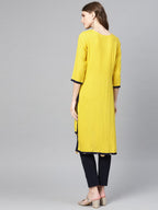Ahalyaa Yellow Solid Straight Kurta For women | Grocsy