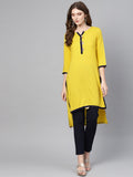 Ahalyaa Yellow Solid Straight Kurta For women | Grocsy