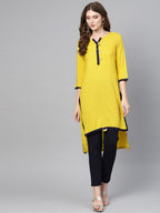 Ahalyaa Yellow Solid Straight Kurta For women | Grocsy