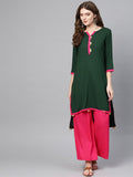 Ahalyaa Green Solid Straight Kurta for women | Grocsy